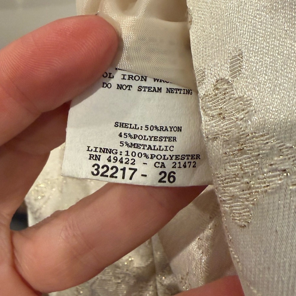 Vtg Jessica McClintock Gunne Sax Strapless Ivory Floral Brocade Black Sz 10 - Picture 5 of 6